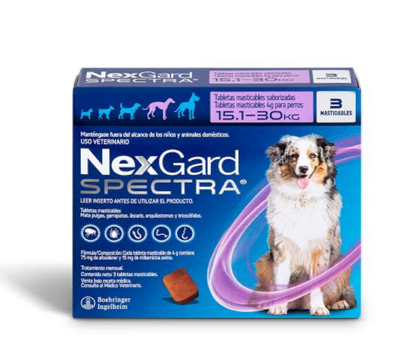 Nexgard Spectra Pets L ( 3 Tabletas) 15.1-30 Kg.